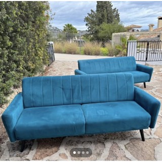 2 sofas de terciopelo azul/verde